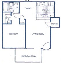 One Bed One Bath 164 floor plan